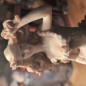 AVAILABLE Vintage Victorian lady picking flowers by by A. Belcari in Italy.